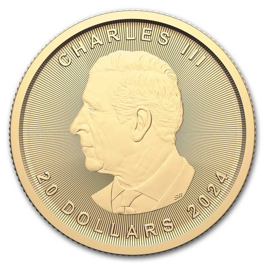 2025 Canadian Maple Leaf 1/2 oz Gold Coin obverse featuring a portrait of His Majesty King Charles III