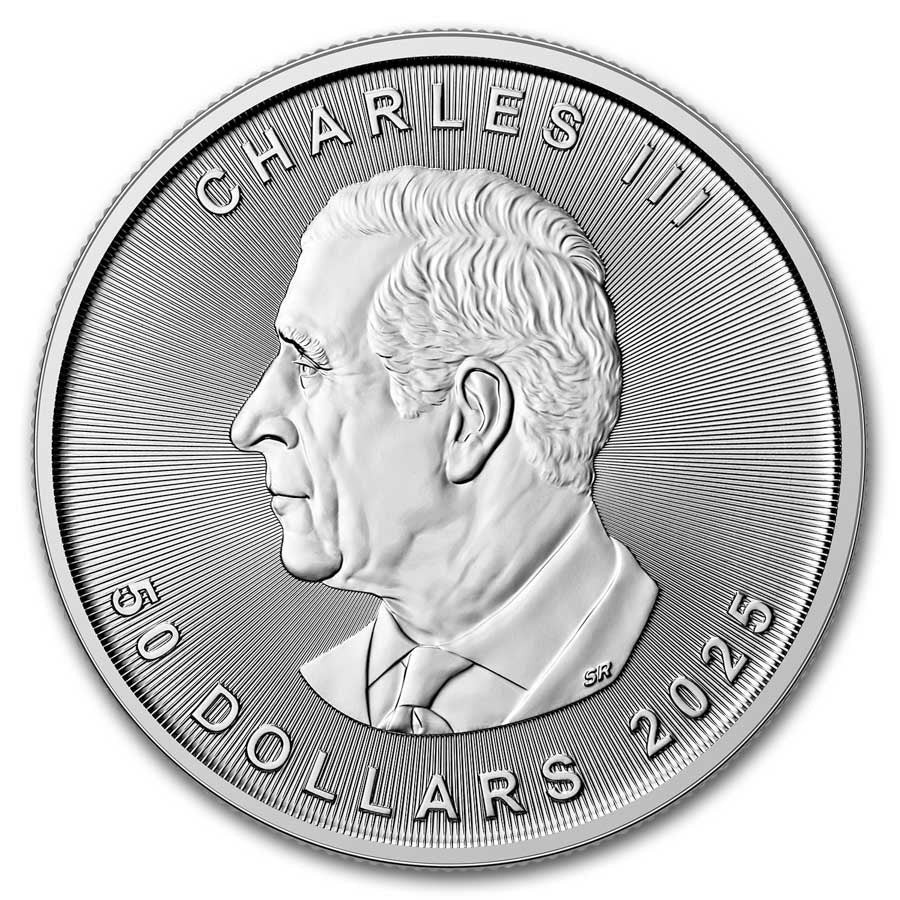 2025 Canadian Maple Leaf 1 oz Platinum Coin obverse featuring a portrait of His Majesty King Charles III