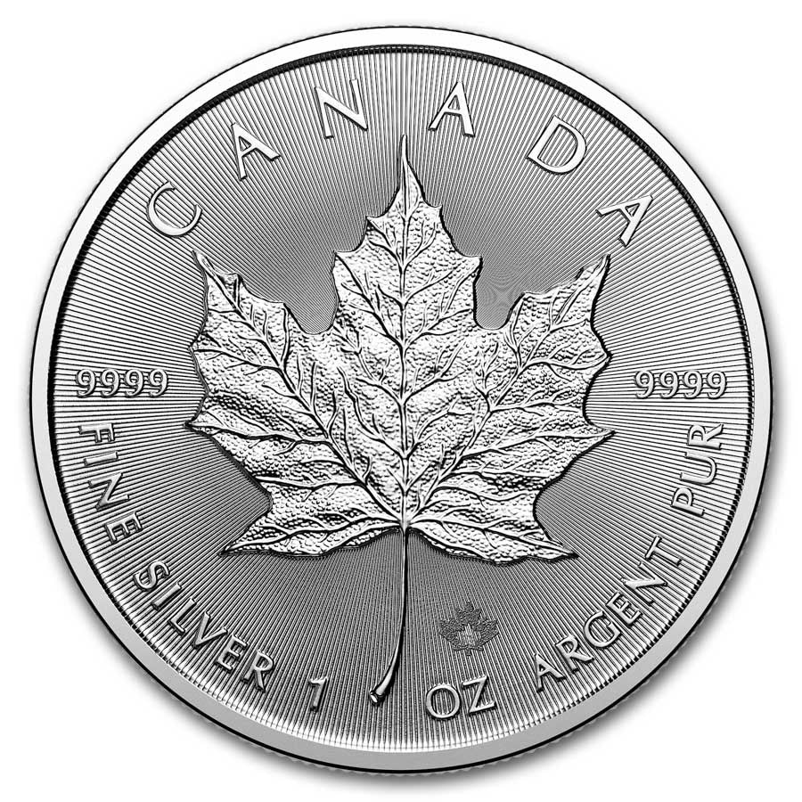 2025 Canadian Maple Leaf 1 oz Silver Coin reverse displaying a large maple leaf