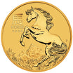 2026 Australian Lunar Series III: Year of the Horse 1/20 oz Gold Coin reverse showcasing a majestic horse, set against a detailed landscape of grasslands and mountains