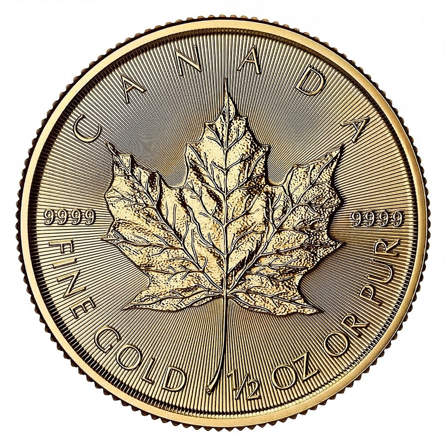 2026 Canadian Maple Leaf 1/2 oz Gold Coin reverse displaying a large maple leaf