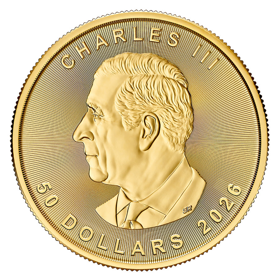 2026 Canadian Maple Leaf 1 oz Gold Coin obverse featuring a portrait of His Majesty King Charles III