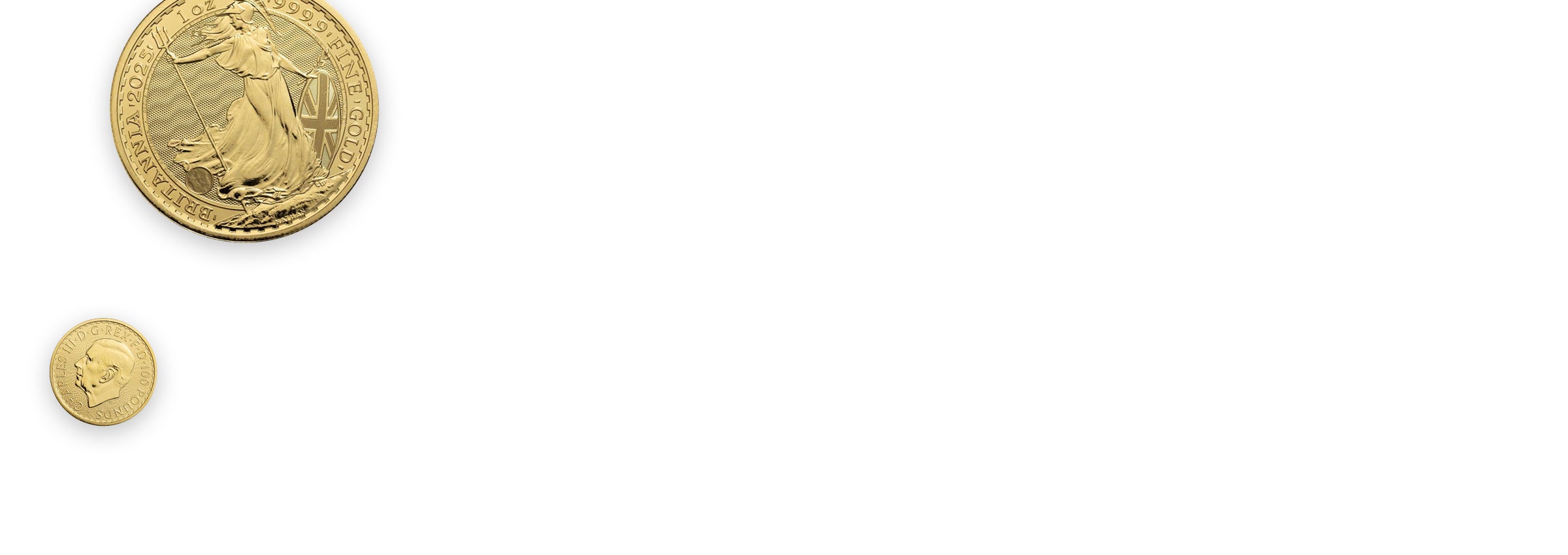 Britannia gold coins displayed on a white background