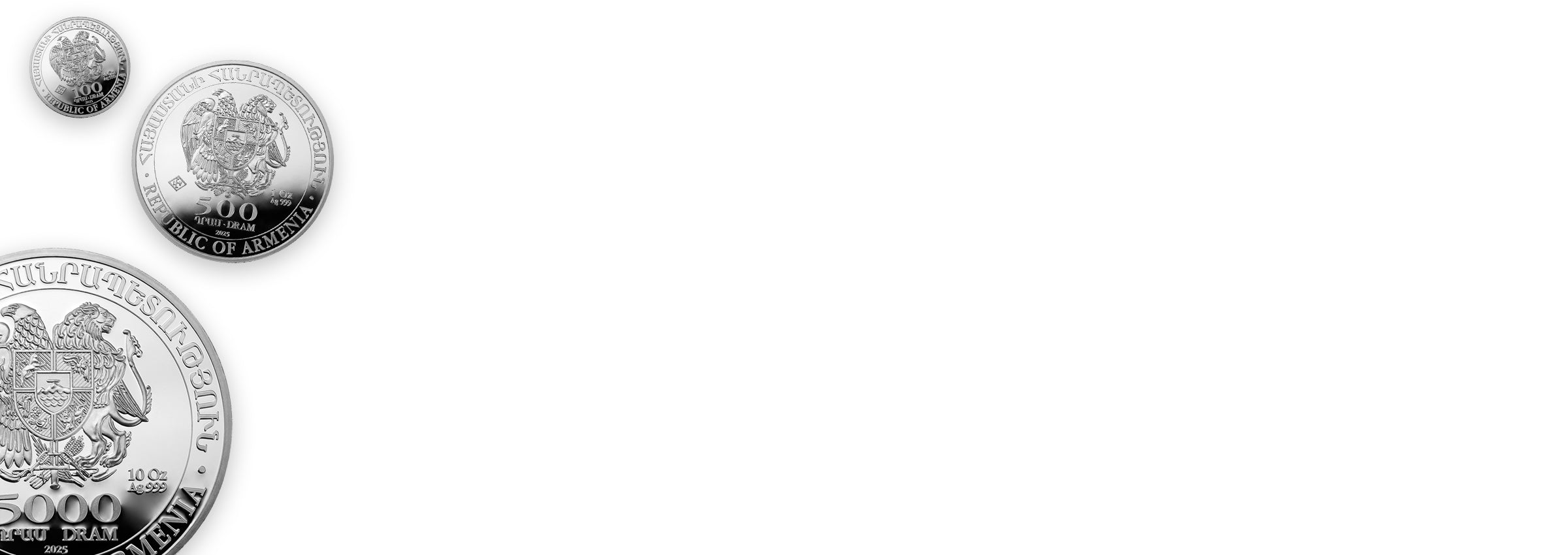 Armenia Noah's Ark silver coins displayed on a white background