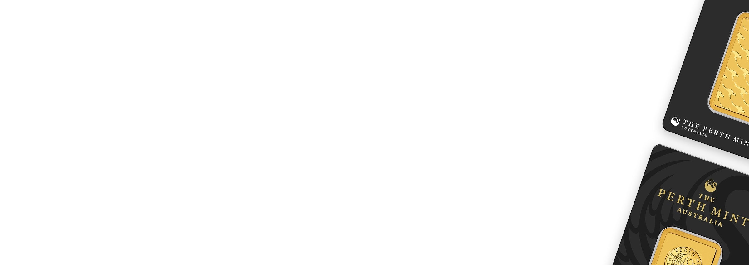 Perth Mint gold bars displayed on a white background