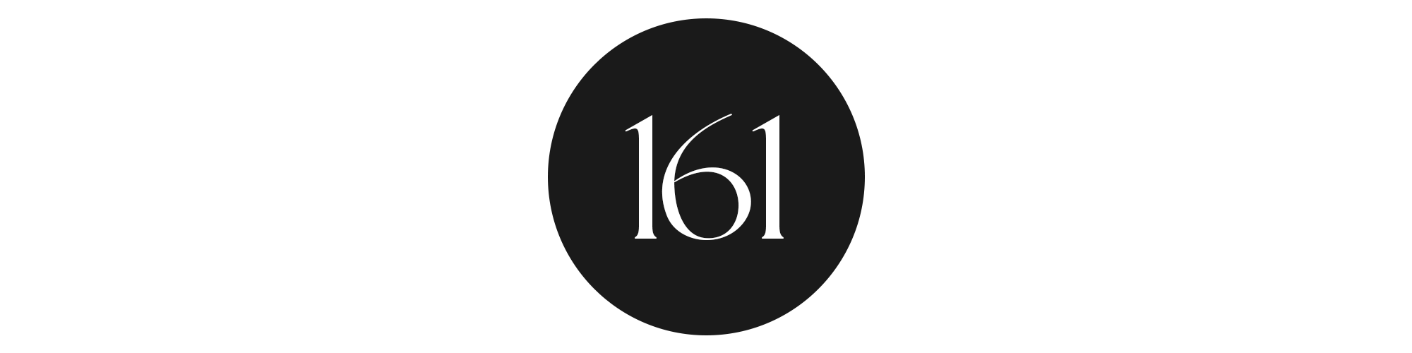 Black circle with the number '161' in white