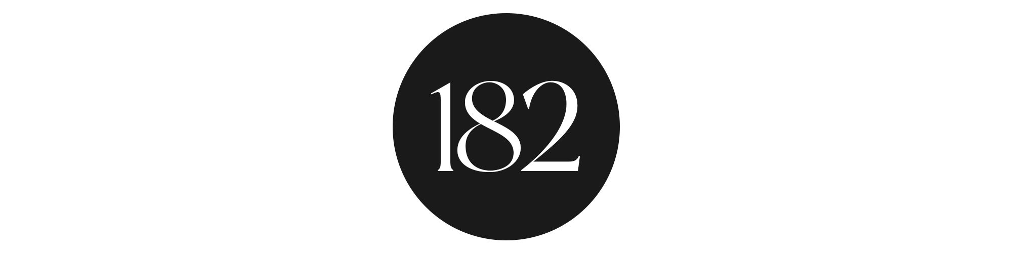 Black circle with the number '182' in white