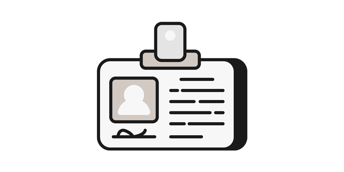 Illustration of an ID badge with a clip