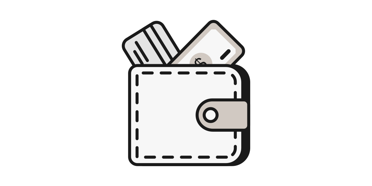 Illustration of a wallet with money and cards