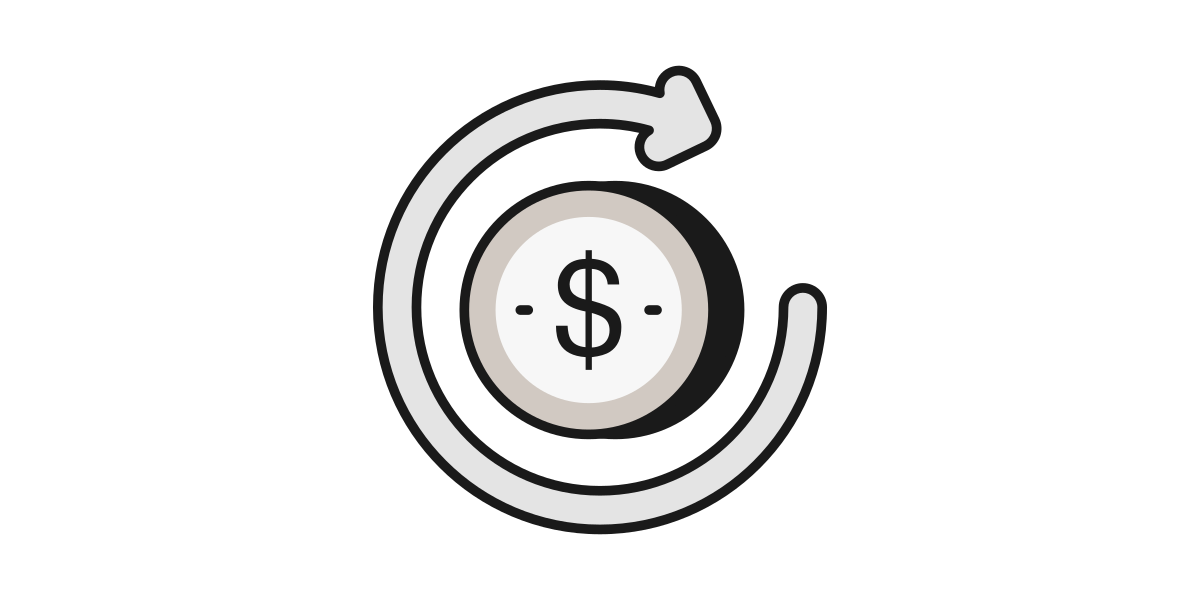 Illustration of a dollar sign within a circular arrow