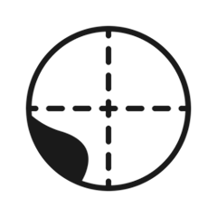 Black illustration of a crosshair symbol