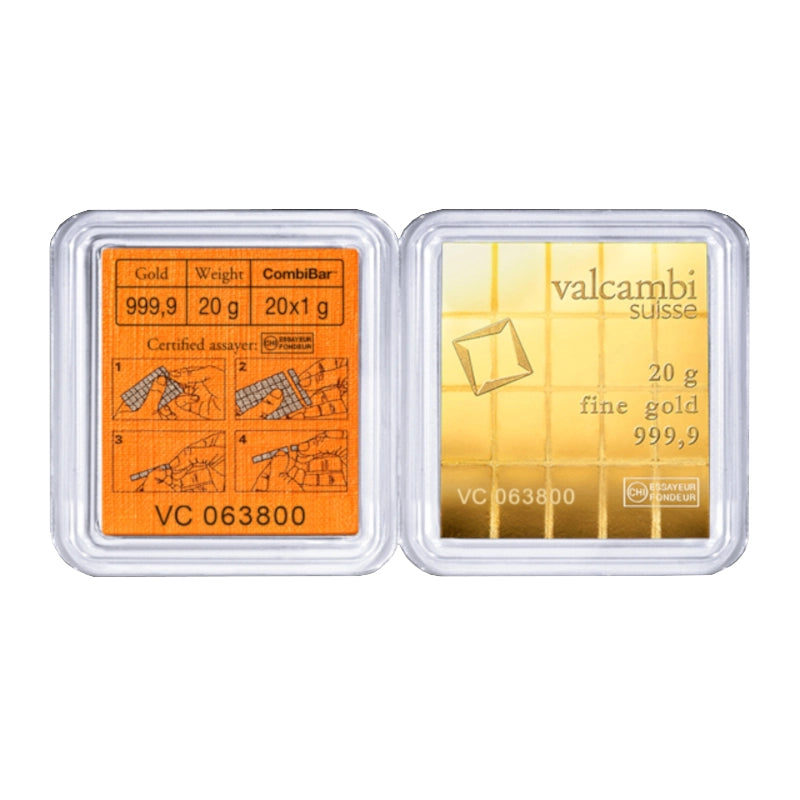Valcambi Suisse 20x 1 gram Gold CombiBar™ (In Assay) with 20 individual 1 gram gold segments
