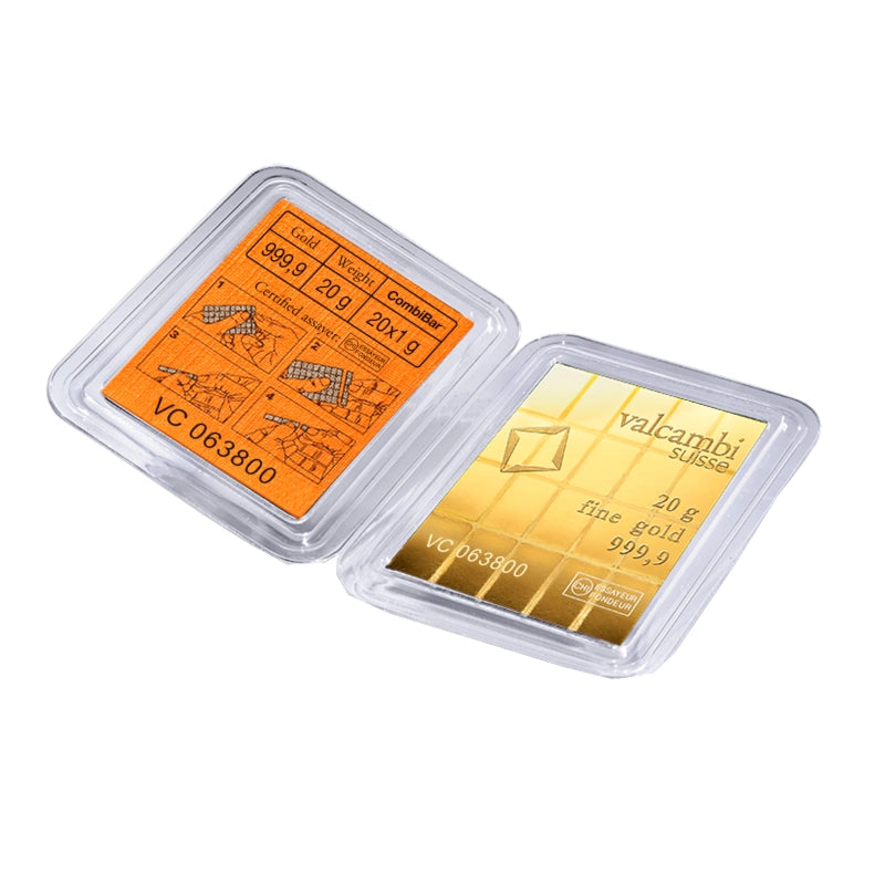 Valcambi Suisse 20x 1 gram Gold CombiBar™ (In Assay) with 20 individual 1 gram gold segments
