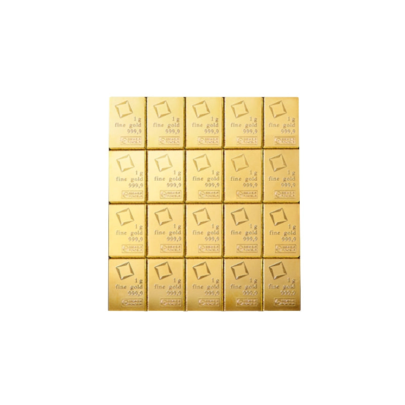 Valcambi Suisse 20x 1 gram Gold CombiBar™ with 20 individual 1 gram gold segments