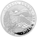 2025 Armenia Noah’s Ark 1/4 oz Silver Coin reverse depicting Noah’s Ark floating on water, with a dove holding an olive branch and Mount Ararat in the background