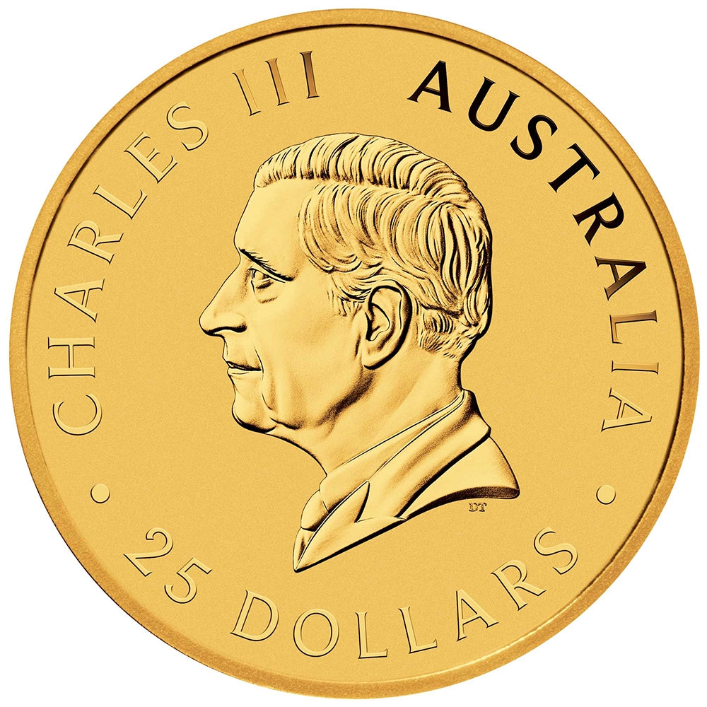2025 Australian Kangaroo 1/4 oz Gold Coin obverse featuring the effigy of King Charles III
