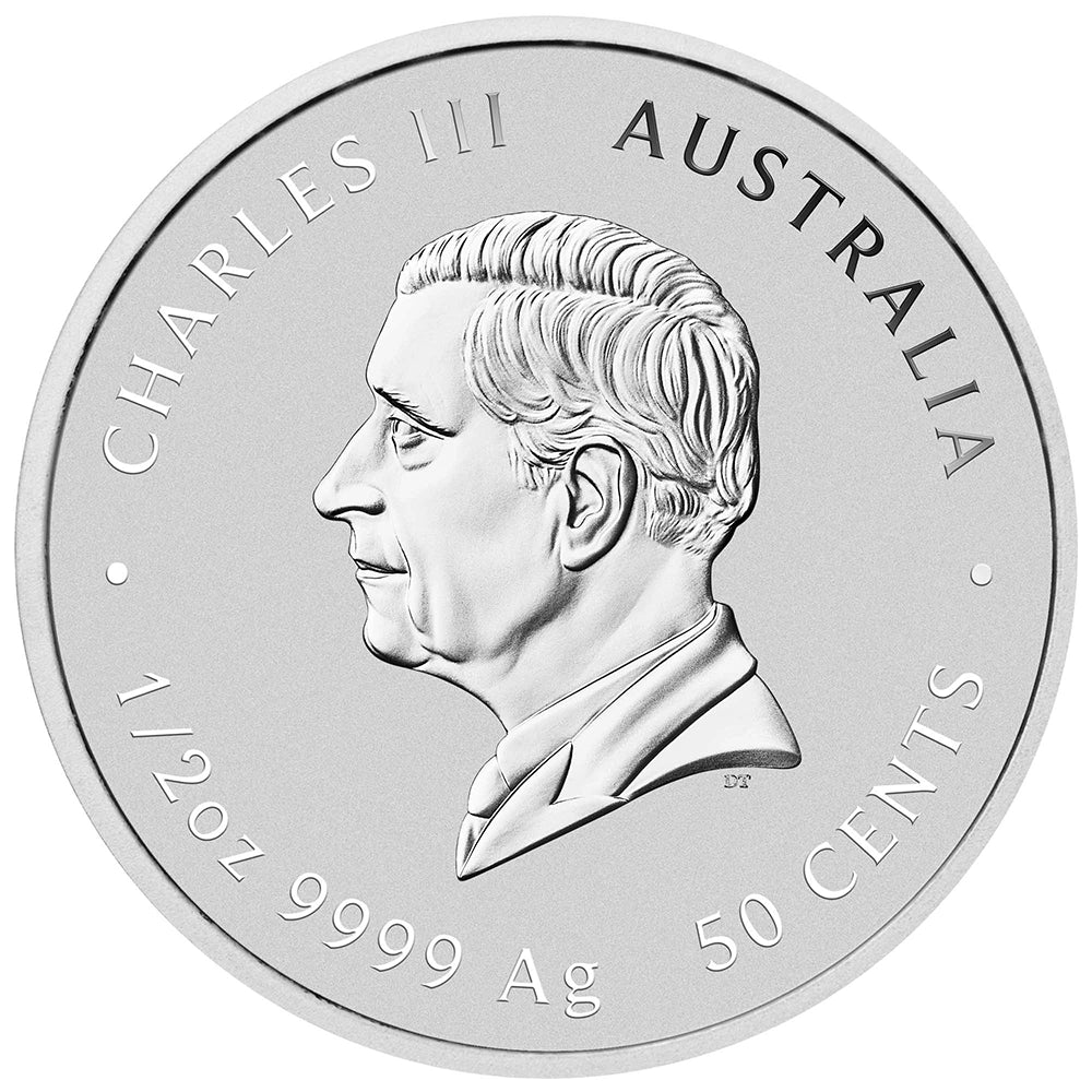 2025 Australian Lunar Series III: Year of the Snake 1/2 oz Silver Coin obverse featuring the effigy of King Charles III