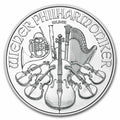 2025 Austrian Philharmonic 1 oz Silver Coin reverse displaying a collection of orchestral instruments, including the cello, harp, and Vienna horn