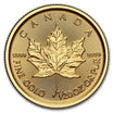 2025 Canadian Maple Leaf 1/20 oz Gold Coin reverse displaying a large maple leaf