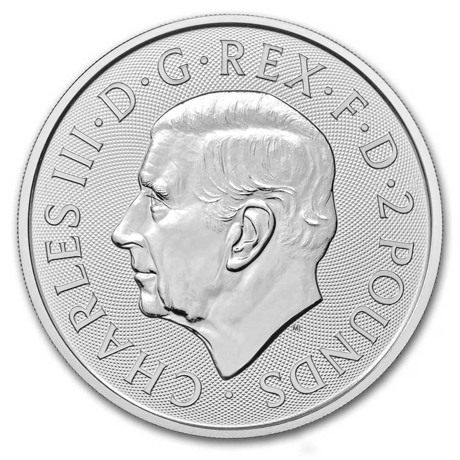 2025 Britannia 1 oz Silver Coin obverse with left-profile portrait of King Charles III