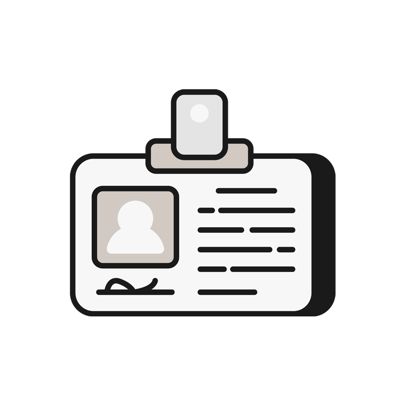 Illustration of an ID badge with a clip