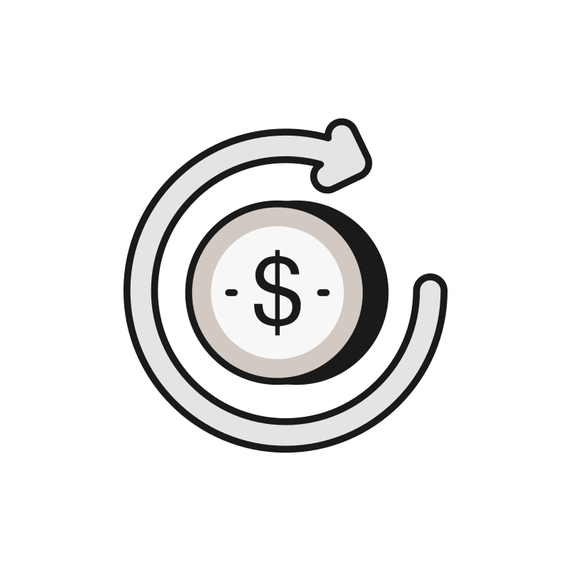 Illustration of a dollar sign within a circular arrow