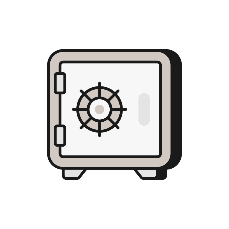 Illustration of a safe deposit box with a lock