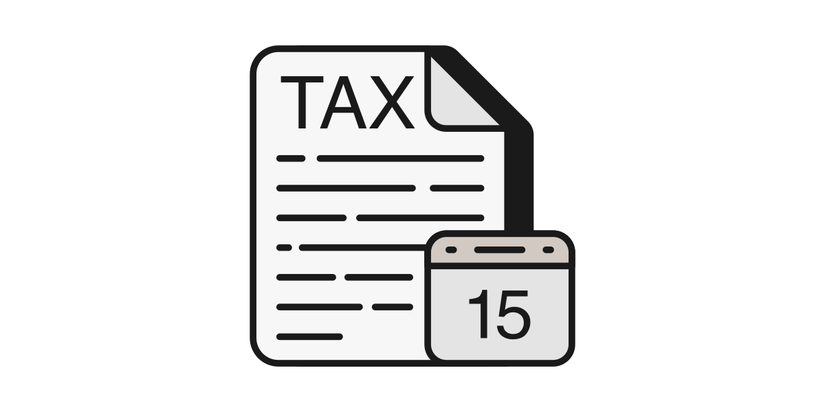 Illustration of a tax document with a calendar showing the number 15