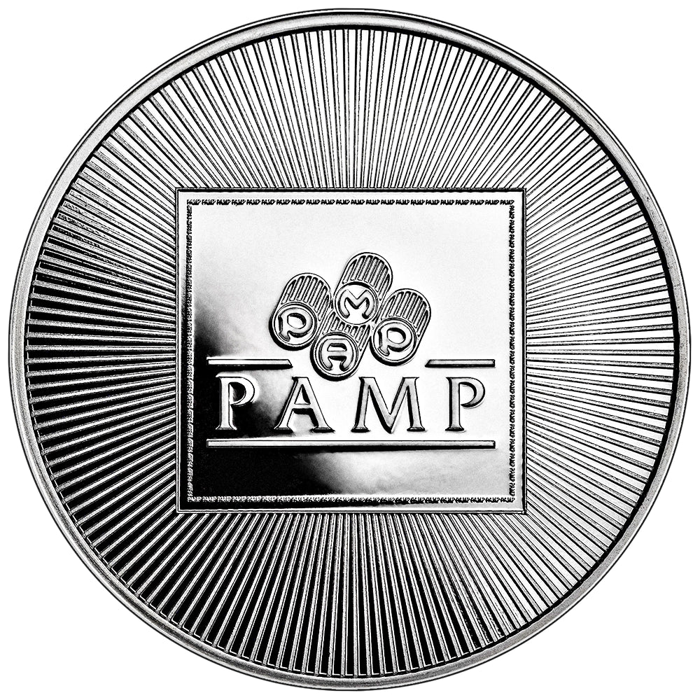 PAMP 1 oz Silver Round reverse showcasing modern design with light-refracting micro-ridges