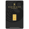 Perth Mint Kangaroo 1 gram Gold Bar (In Assay) obverse featuring the Perth Mint's swan logo