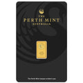 Perth Mint Kangaroo 1 gram Gold Bar (In Assay) obverse featuring the Perth Mint's swan logo
