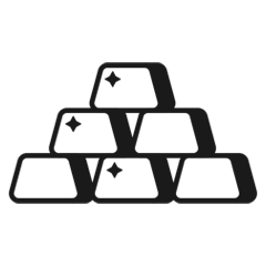 Black illustration of a pyramid of gold bar ingots