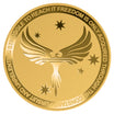 The Freedom 1 oz Gold Round reverse featuring the majestic Phoenix rising from the ashes, with the Southern Cross stars in the background